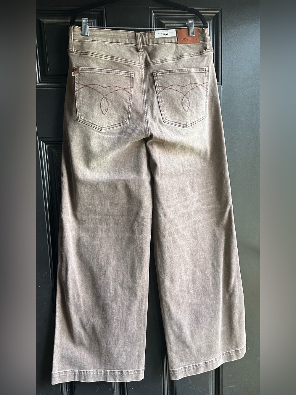 Judy Blue Mocha Dyed Wide Leg Criss Cross Jeans - Size 14W - Picture 5 of 5